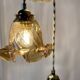 Vintage triple globe waterfall pendant light in amber glass