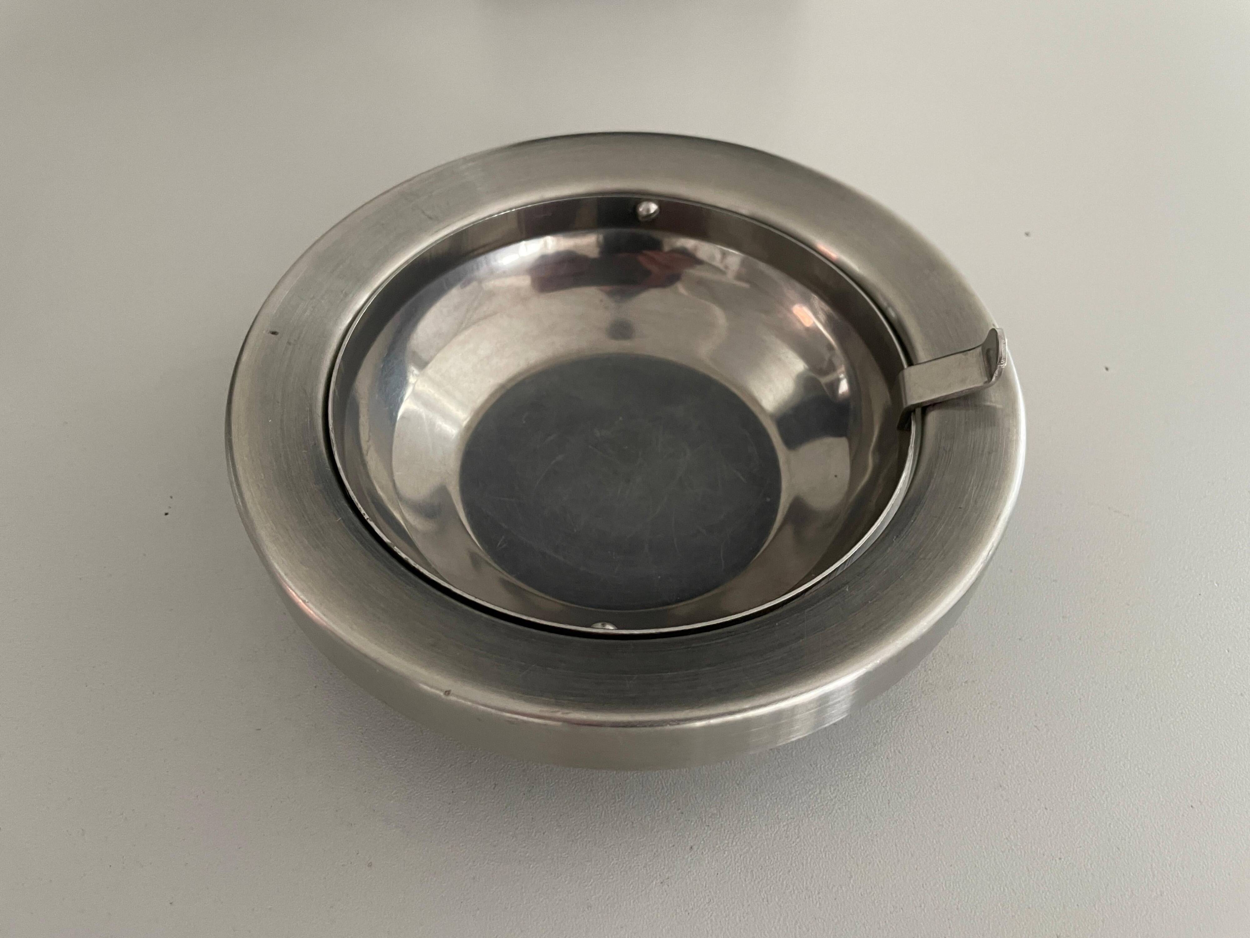 Set of 2 chrome floor ashtrays, 1960s, Germany