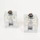 Set (2) of metal and ice glass 'cube' wall lights, Germany 1970s
