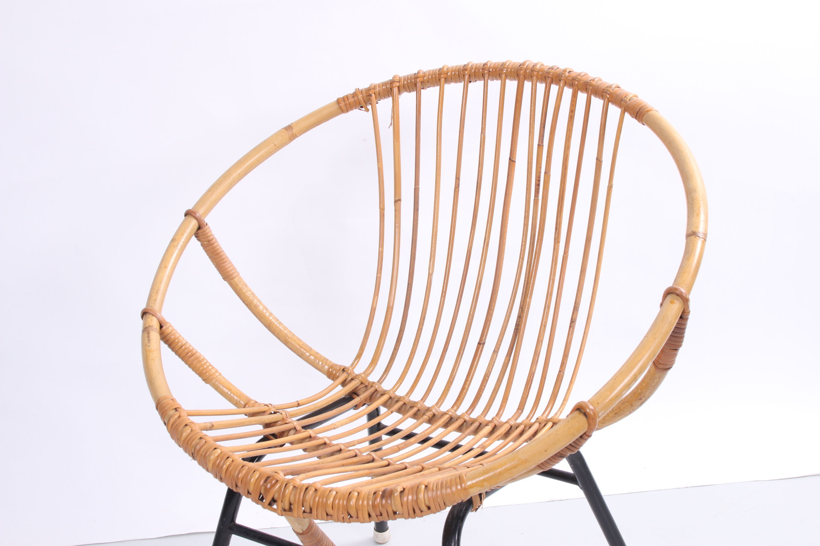 Vintage Noordwolde bamboo round chair