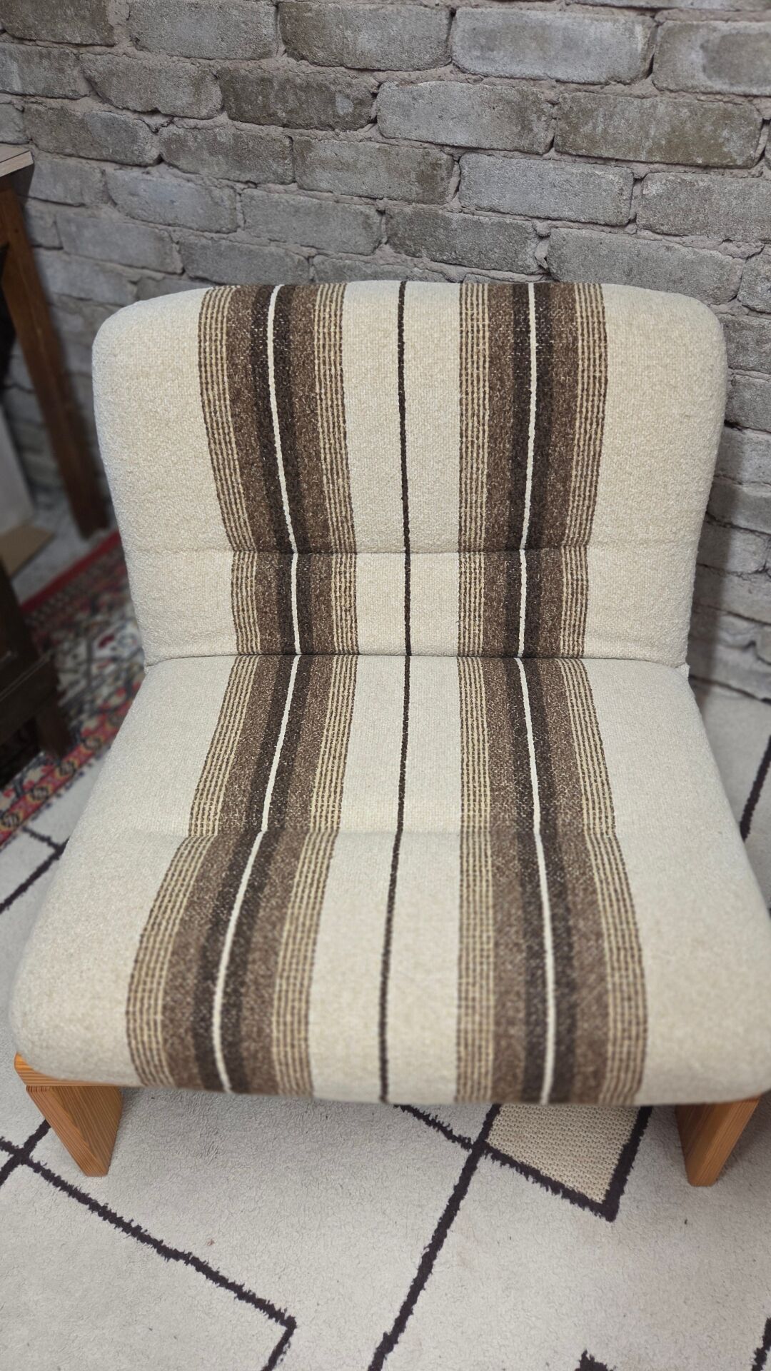 Pair of vintage 1970s armchairs in solid pine.
