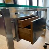 Bureau moderniste en inox de Paul Legeard pour Dom. 1970