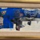 Original Swedish Oil on Panel – "Blue Composition" by Gunnar Nordström – Signed – Vintage and Framed – 24.5 × 18.5 cm (9.6 in × 7.3 in)
