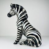 Large ceramic zebra sculpture from Bassano, Italy, 2000s.