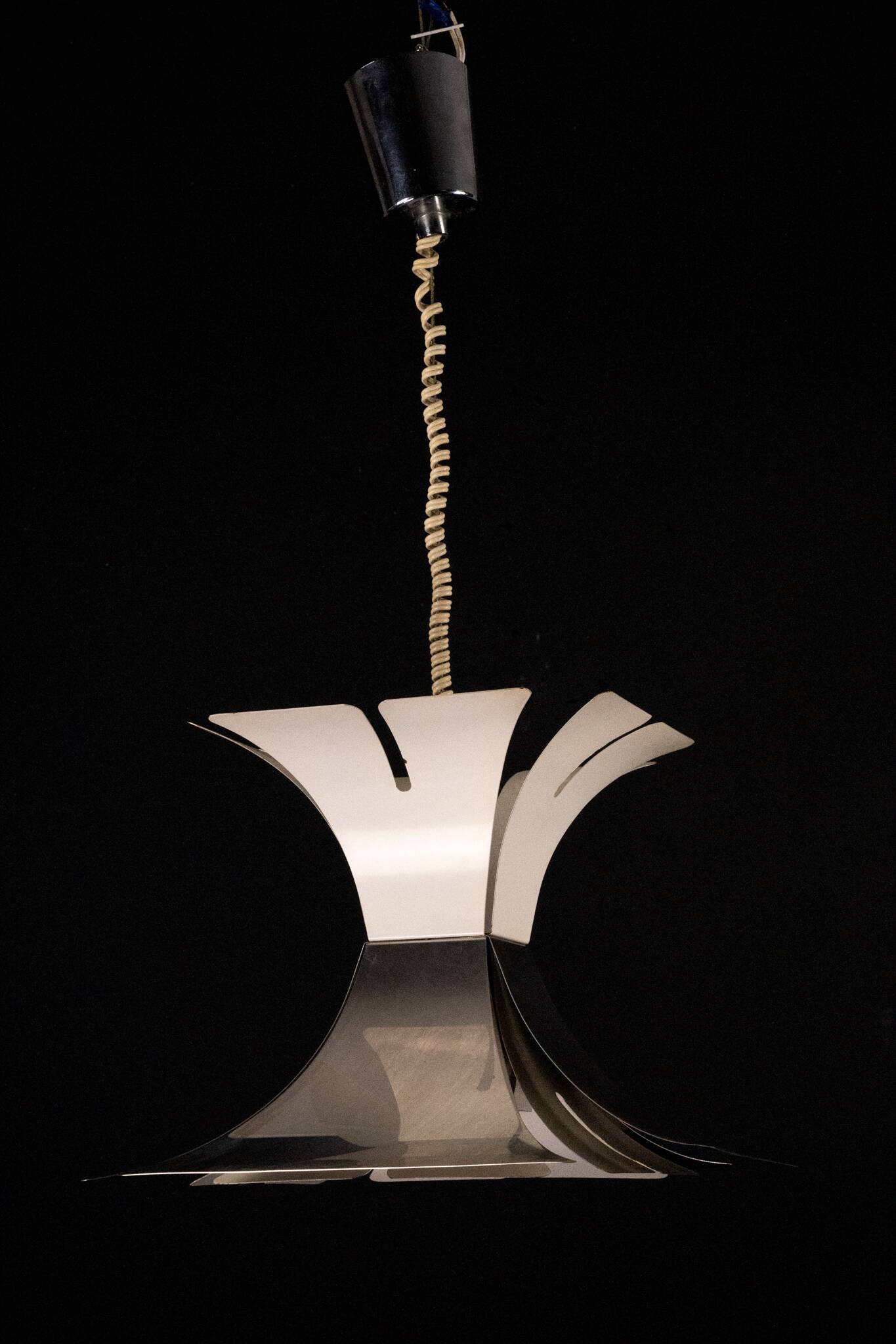 1970s Goffredo Reggiani Style Lacquer & Chrome Chandelier