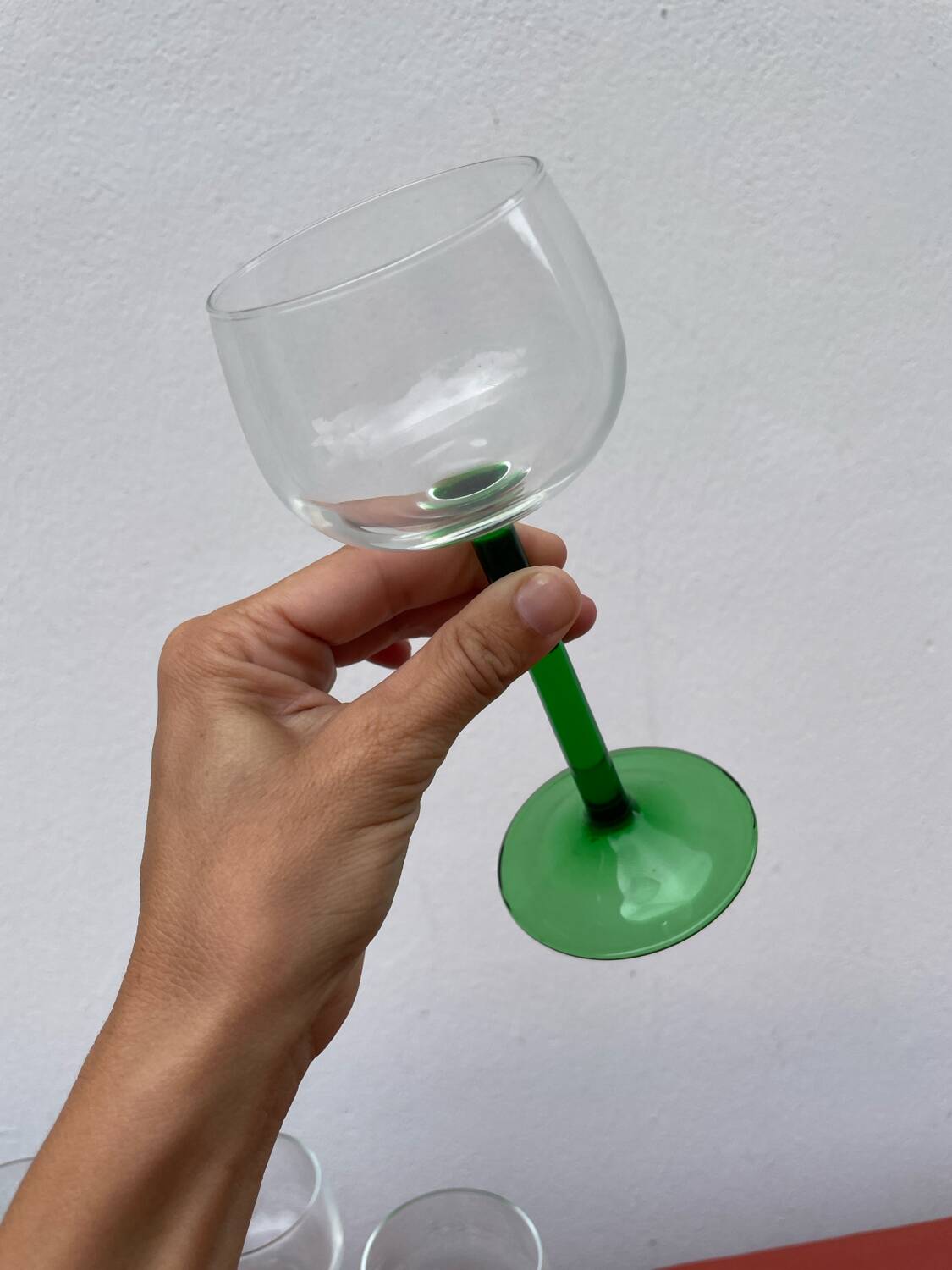 7 green Alsace wine glasses