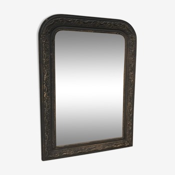 Miroir ancien noir et or 65x90 cm