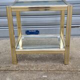 Side table in gold metal and chrome