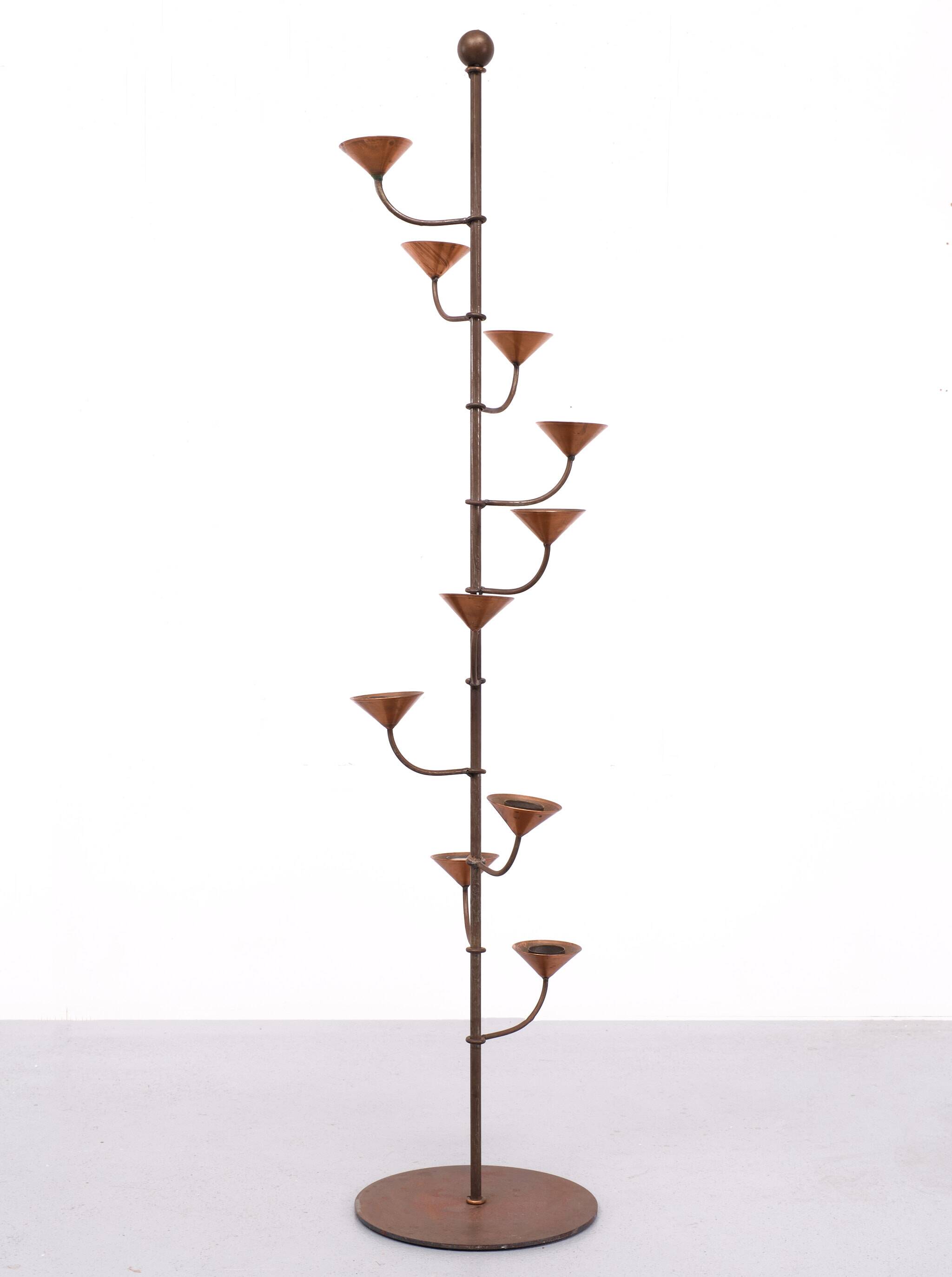 Scandinavian Brass standing candle stick 1960s