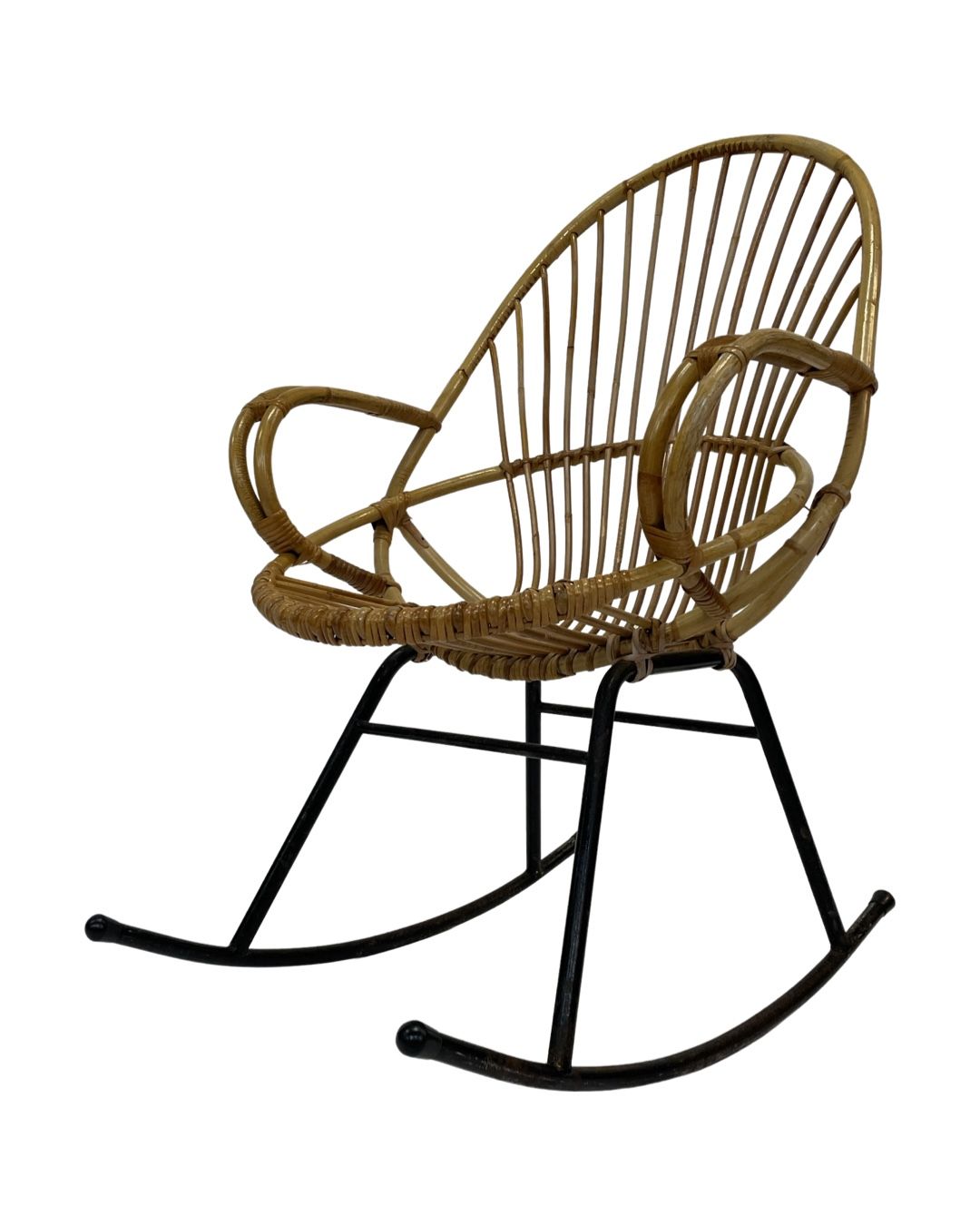 Vintage Dirk van Sliedregt Rohe Noordwolde rattan rocking chair