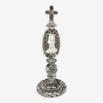 Ornament of virgin oratory in crystalloam ceram. Baccarat molded crystal 19th
