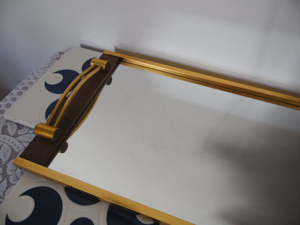 Mirror top wood and copper metal