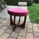 Mid-Century ottoman stool in teak with fuchsia padded seat — G-Plan (1960s)