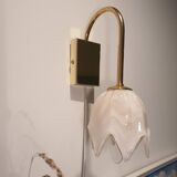 La Murrina Murano glass floral organic shape tulip pink wall sconce on golden base light hand-crafted glass vintage lightning art deco lamp