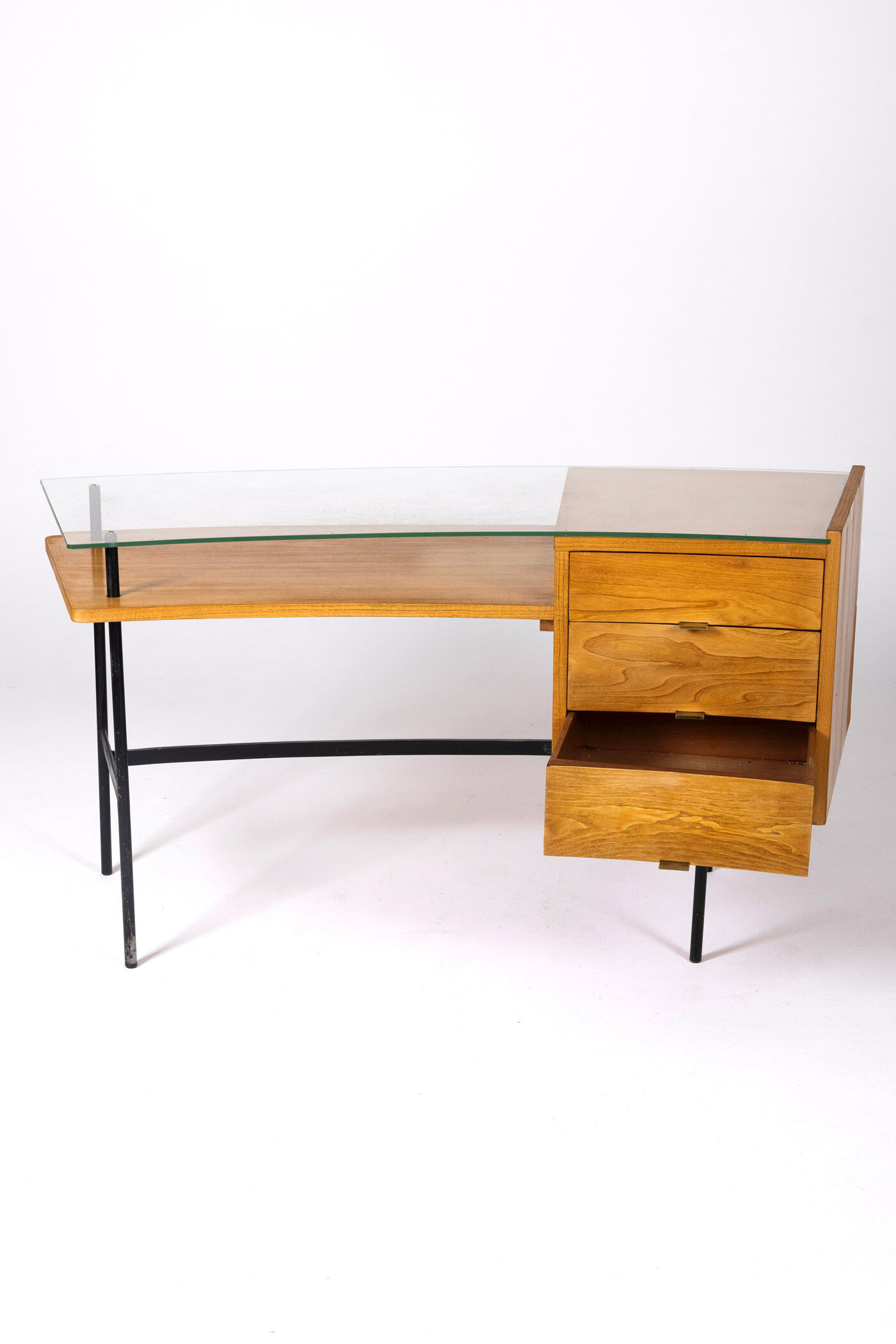 Bureau en bois et verre par Jean René Picard, 1960s