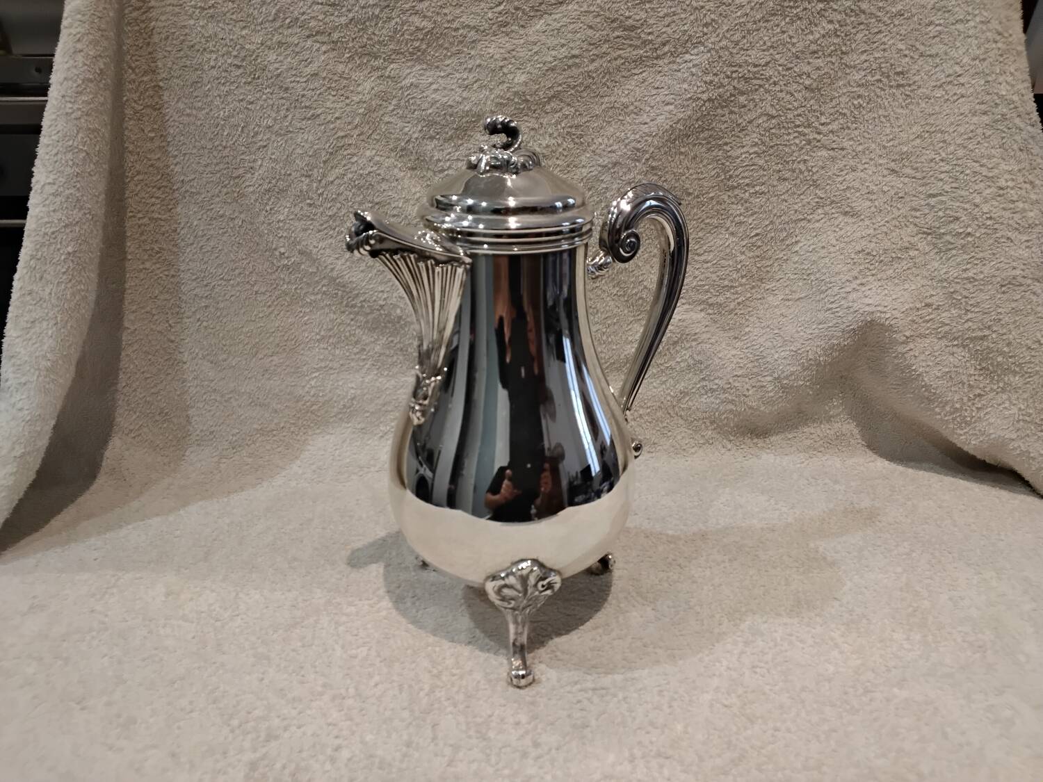 Silver-plated metal coffee pot by Christofle silversmiths, Marly model