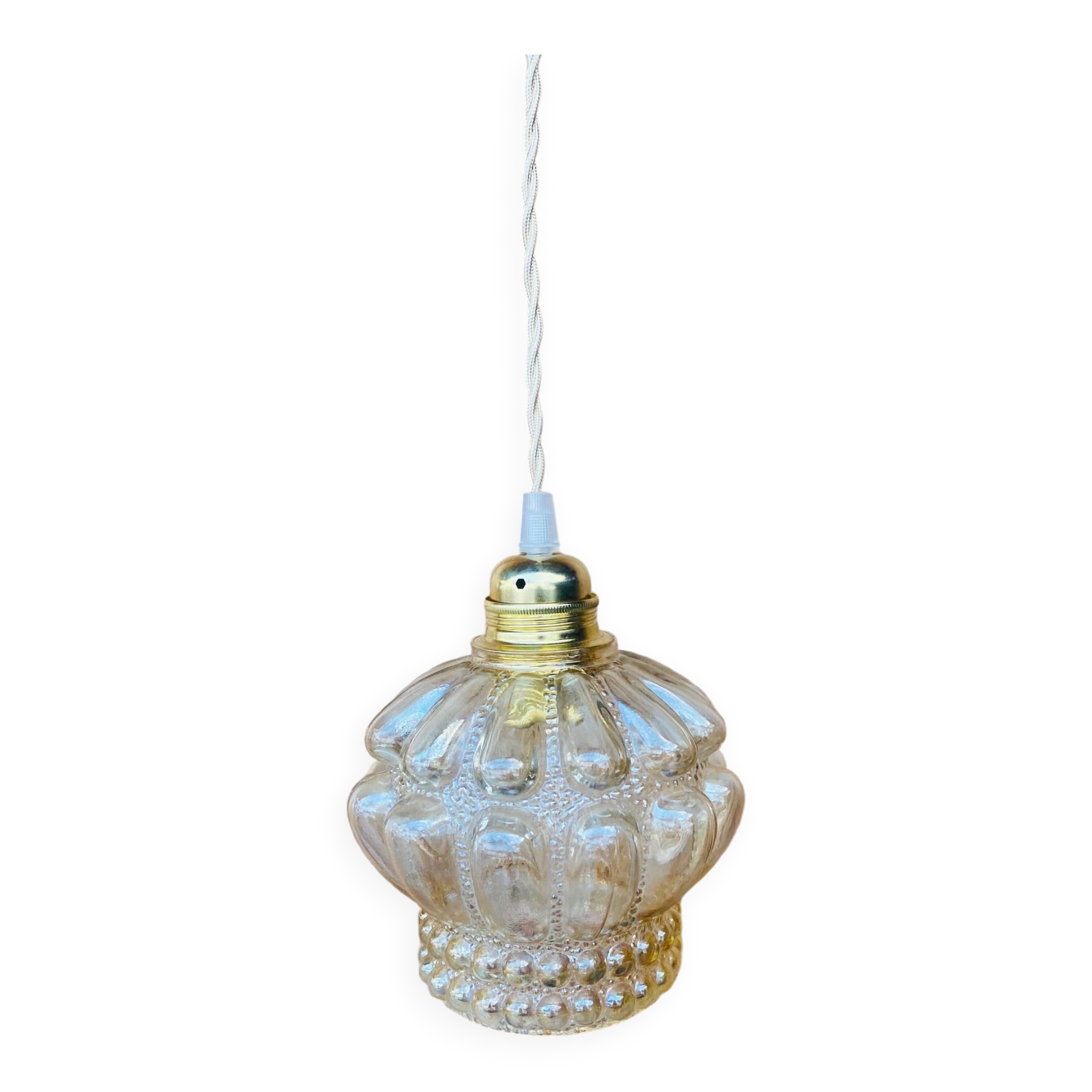 Vintage moulded glass pendant light