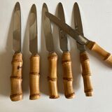 Set of 6 table knives 1960 Riviera bamboo handle
