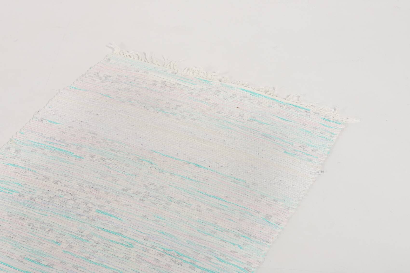 Vintage Scandinavian Hand Woven Recycled fabric rug