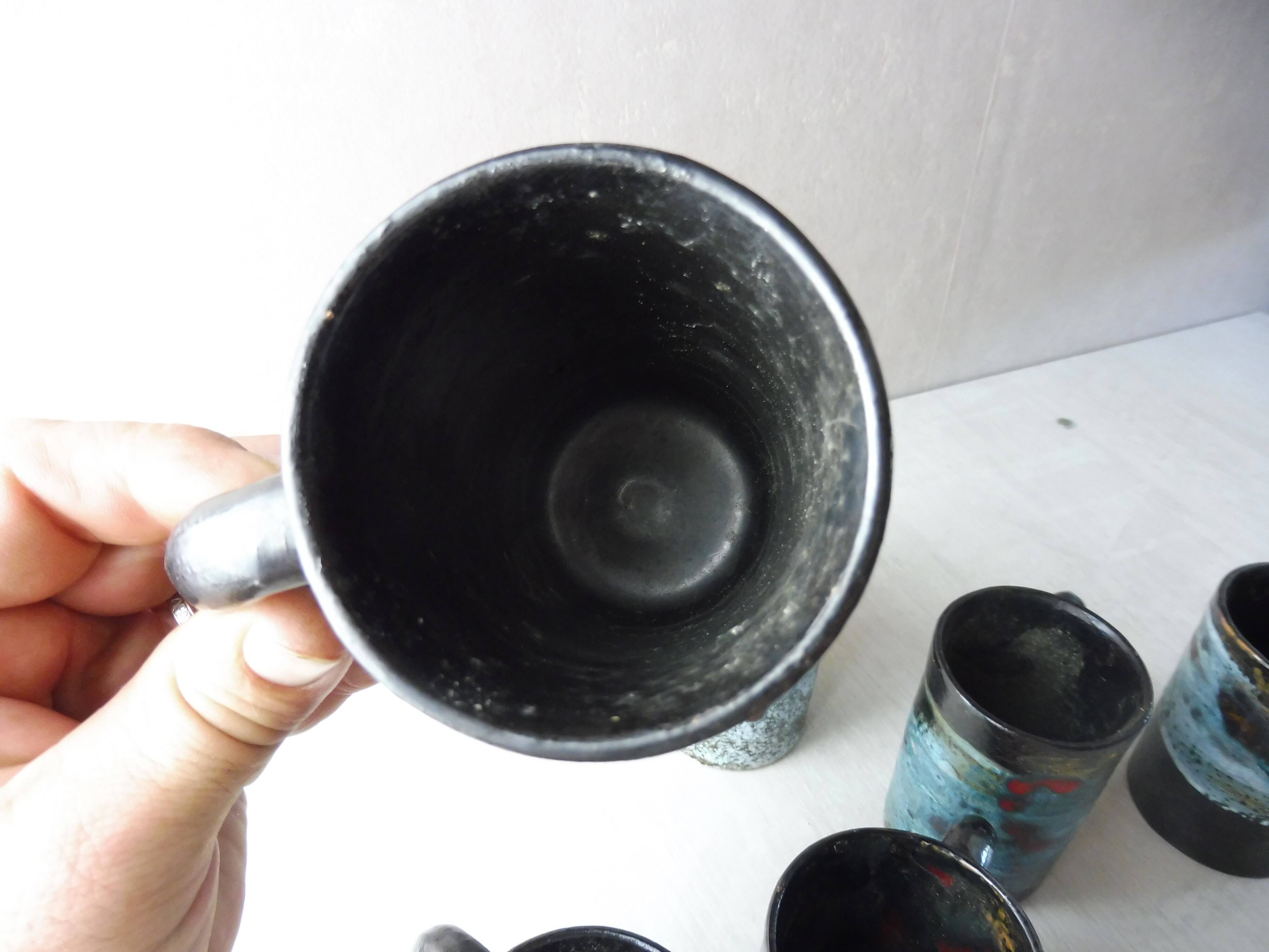 Lot of 6 cups, terracotta, from Vallauris