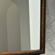 Small antique English rectangular mirror with pediment and oak frame