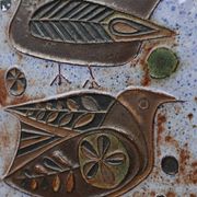 Mid‑Century Ceramic Wall Panel with Stylized Birds by Amphora, Belgium, ca.