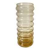 Vase vintage haut en verre fumé