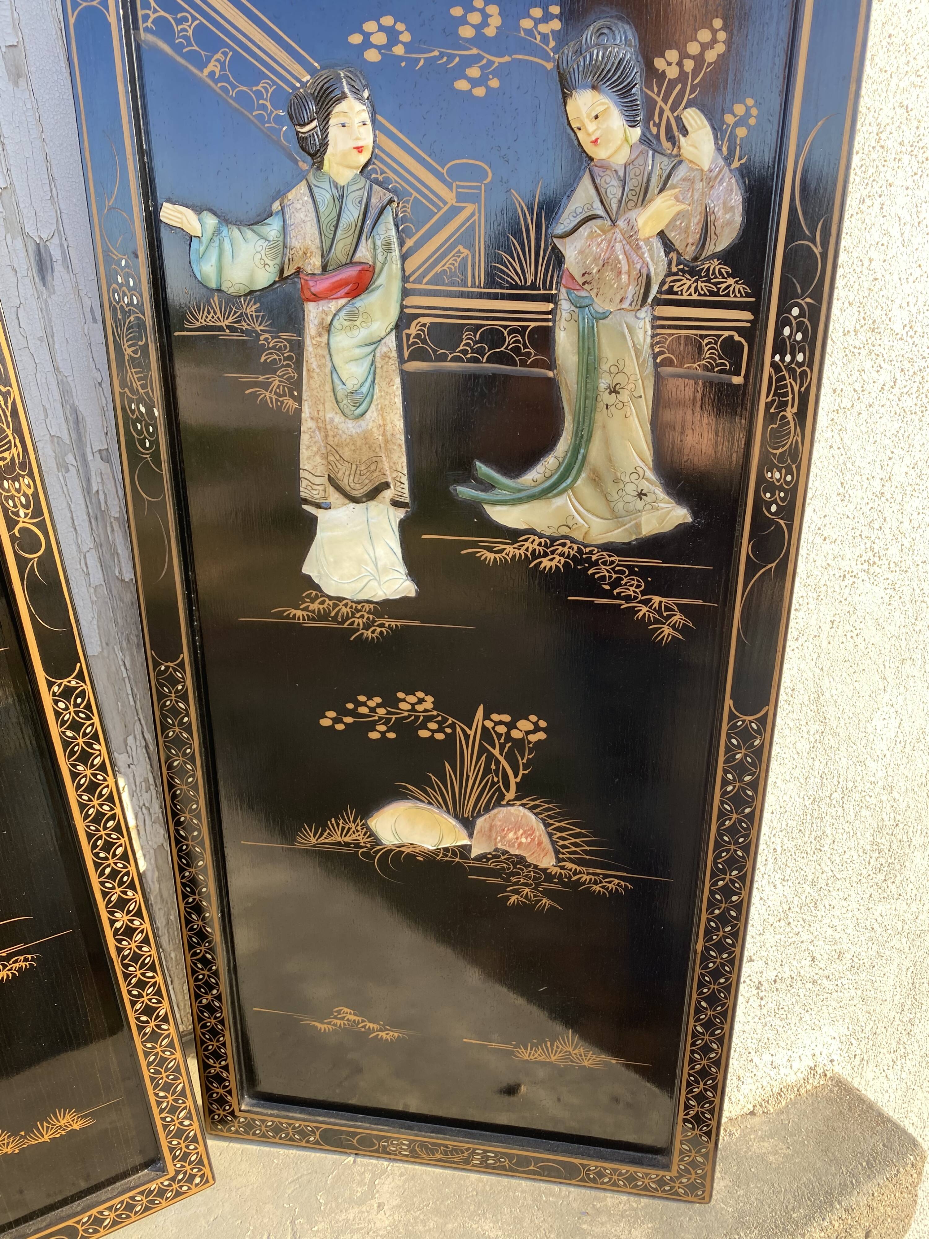Chinese lacquered panels