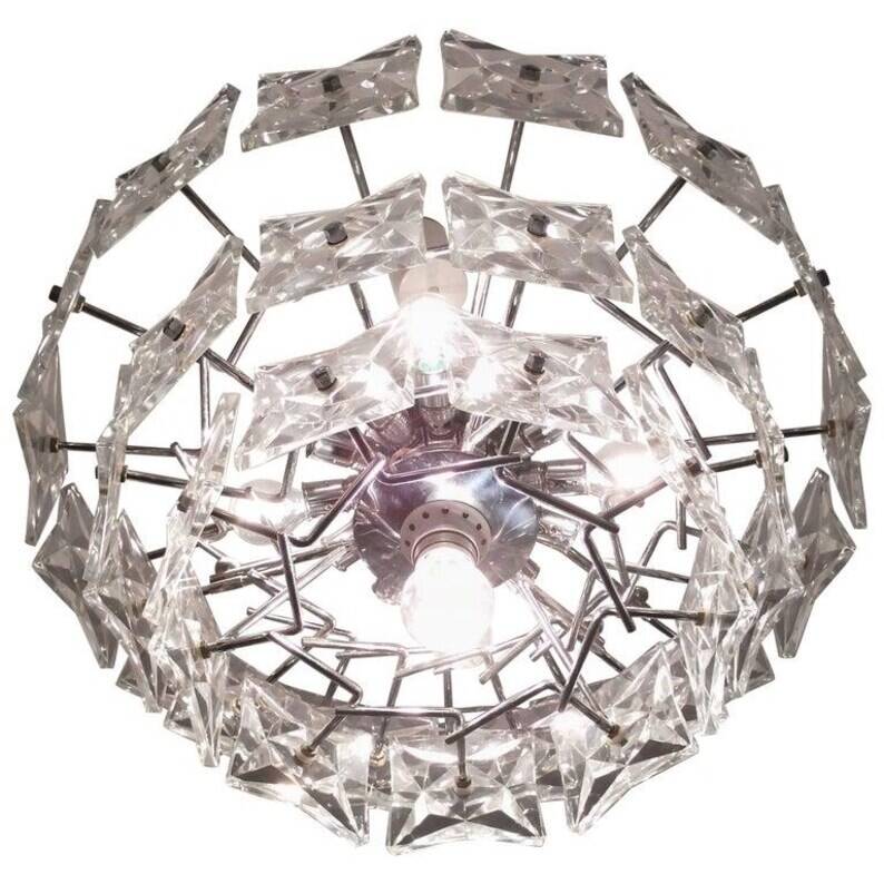 Big Design Glass Chandelier - Kinkeldey, 1970s