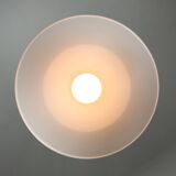 Space age italian plexiglas white saucer pendant lamp, 70s