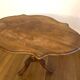 Oval wooden pedestal table, violin table on three legs, Napoleon III style