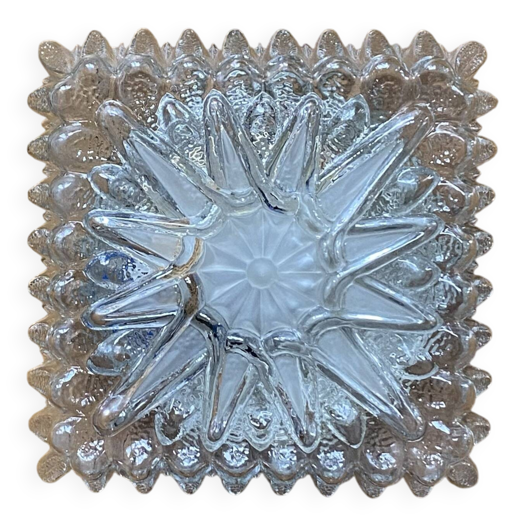 Vintage wall light in antique glass, square ceiling light 23 cm.