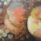 Hst painting still life basket of overturned fruit 19th - 20th century