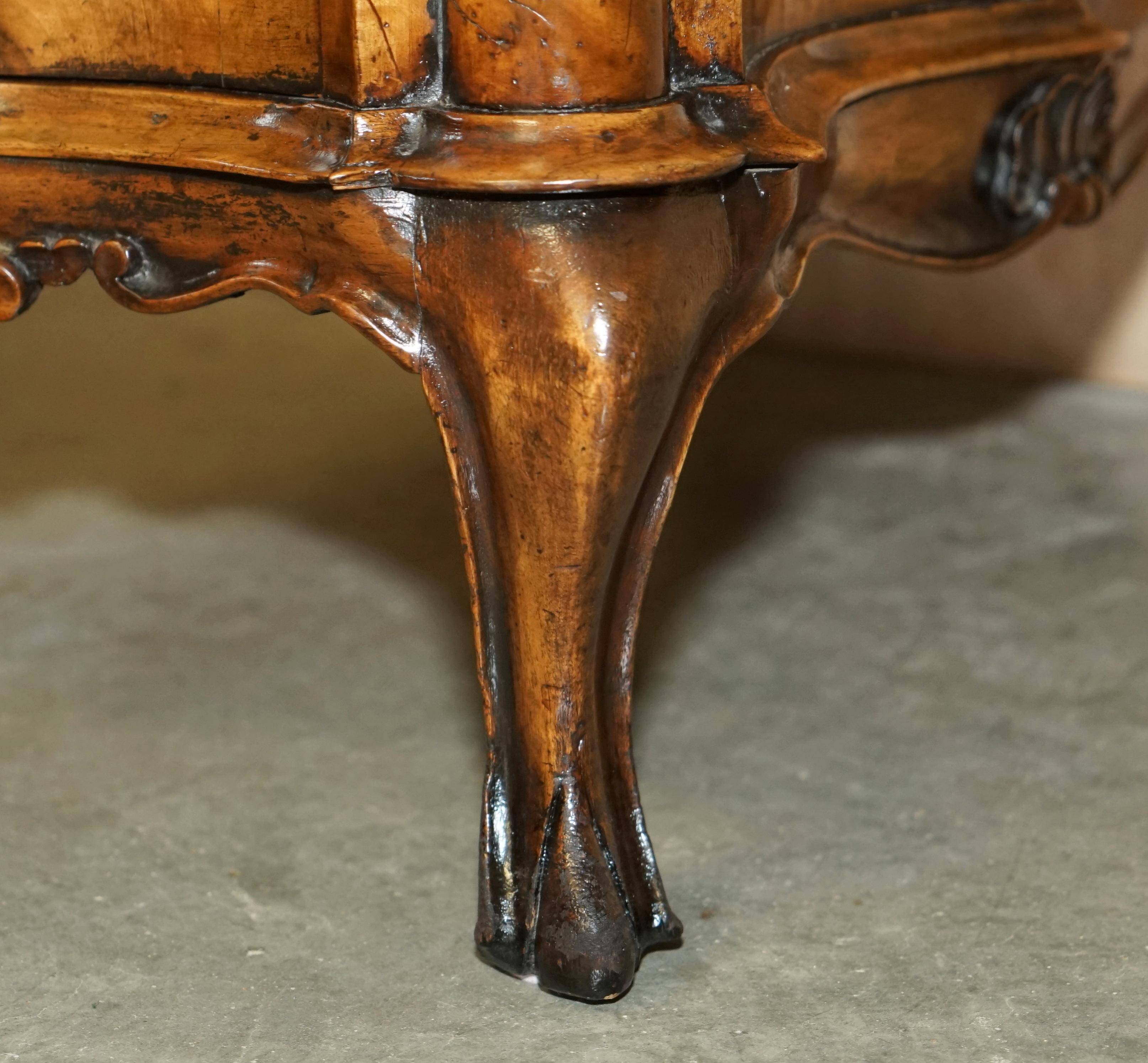 Antique Italian writing desk in olive wood circa 1860