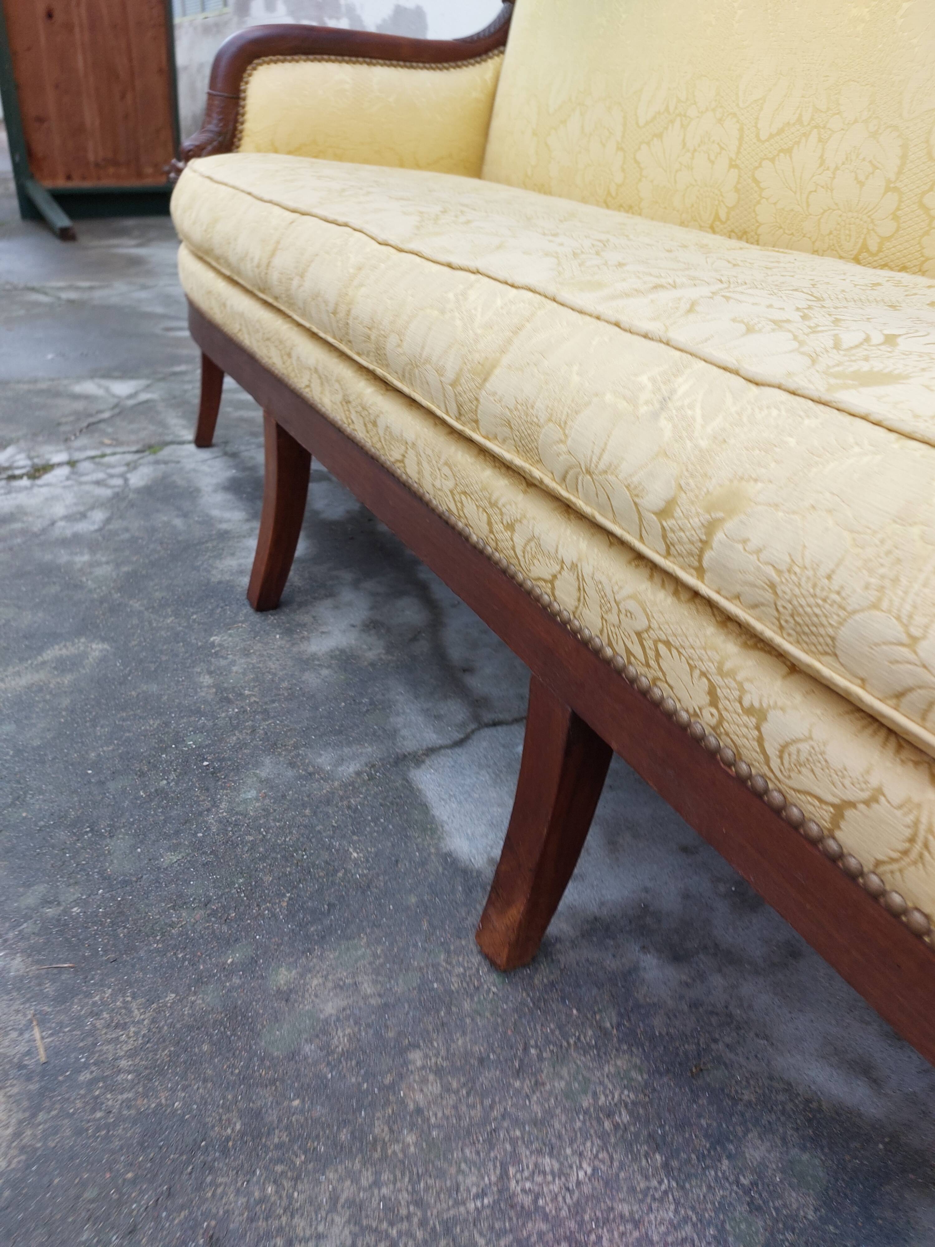 Vintage bench empire mahogany dolphin heads