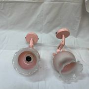 80s wall lights in pink opaline and pink painted iron