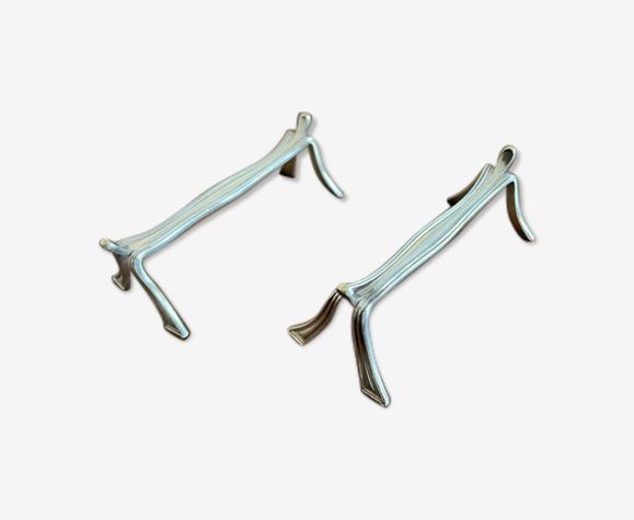 Duo of antique Christofle knife holders in silver metal.