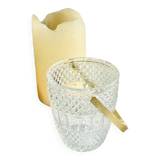 Vintage gold cast glass ice bucket.