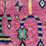 Boho chic Moroccan pink wool rug