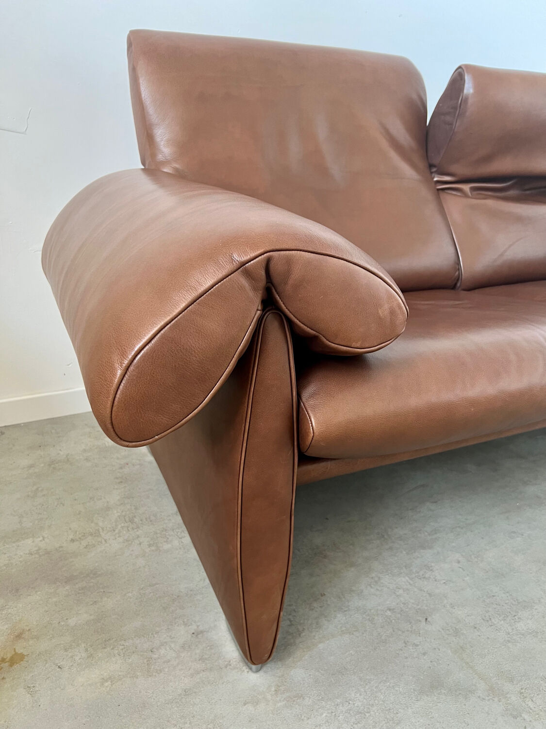 Vintage sofa 2 places leather camel design de sede ds-1023