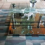 Table basse en verre et chrome