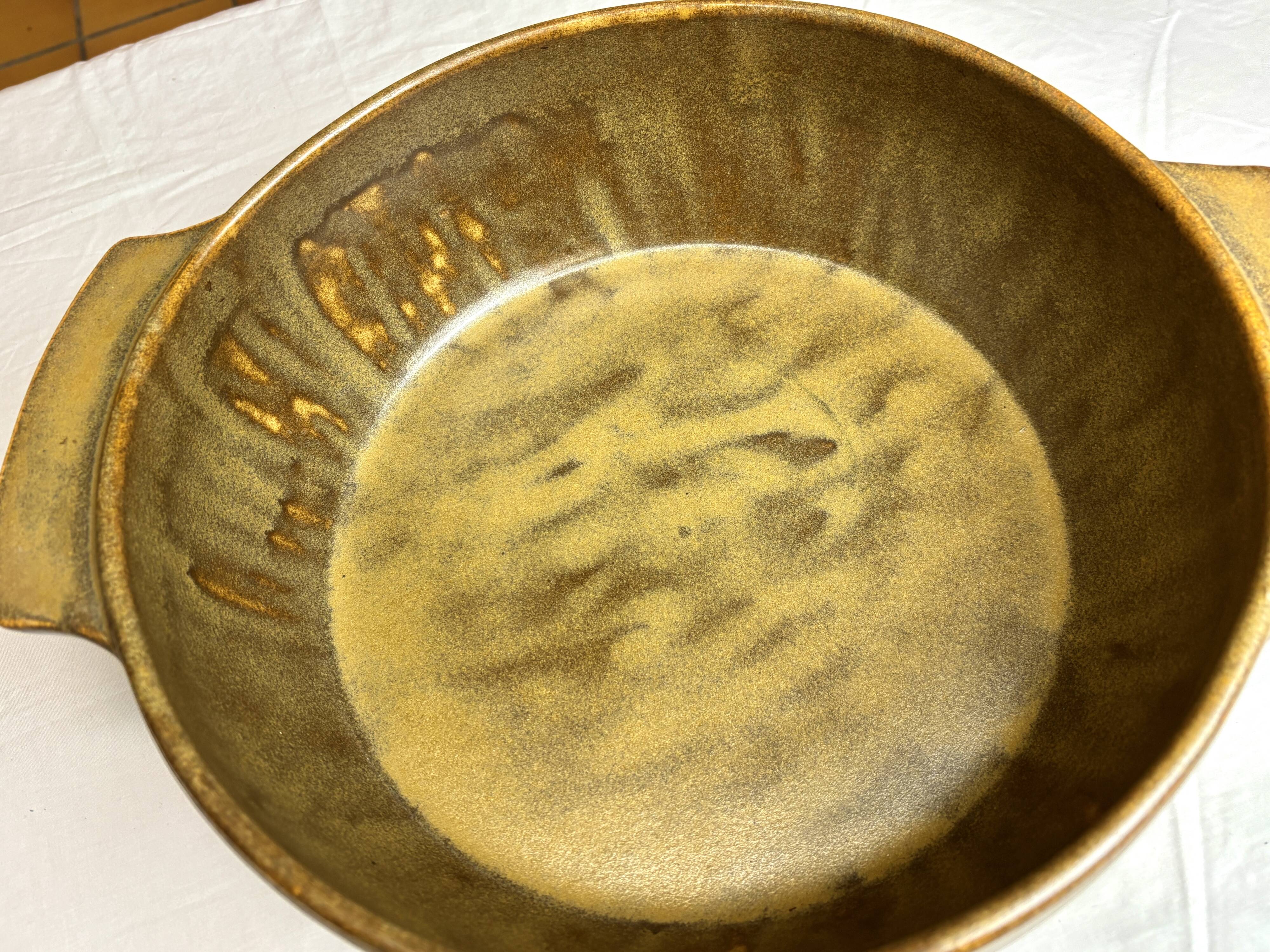 Grande bassine type vasque en grès artisanal
