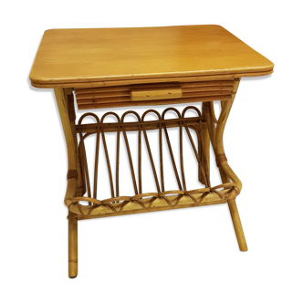 Vintage rattan bedside table