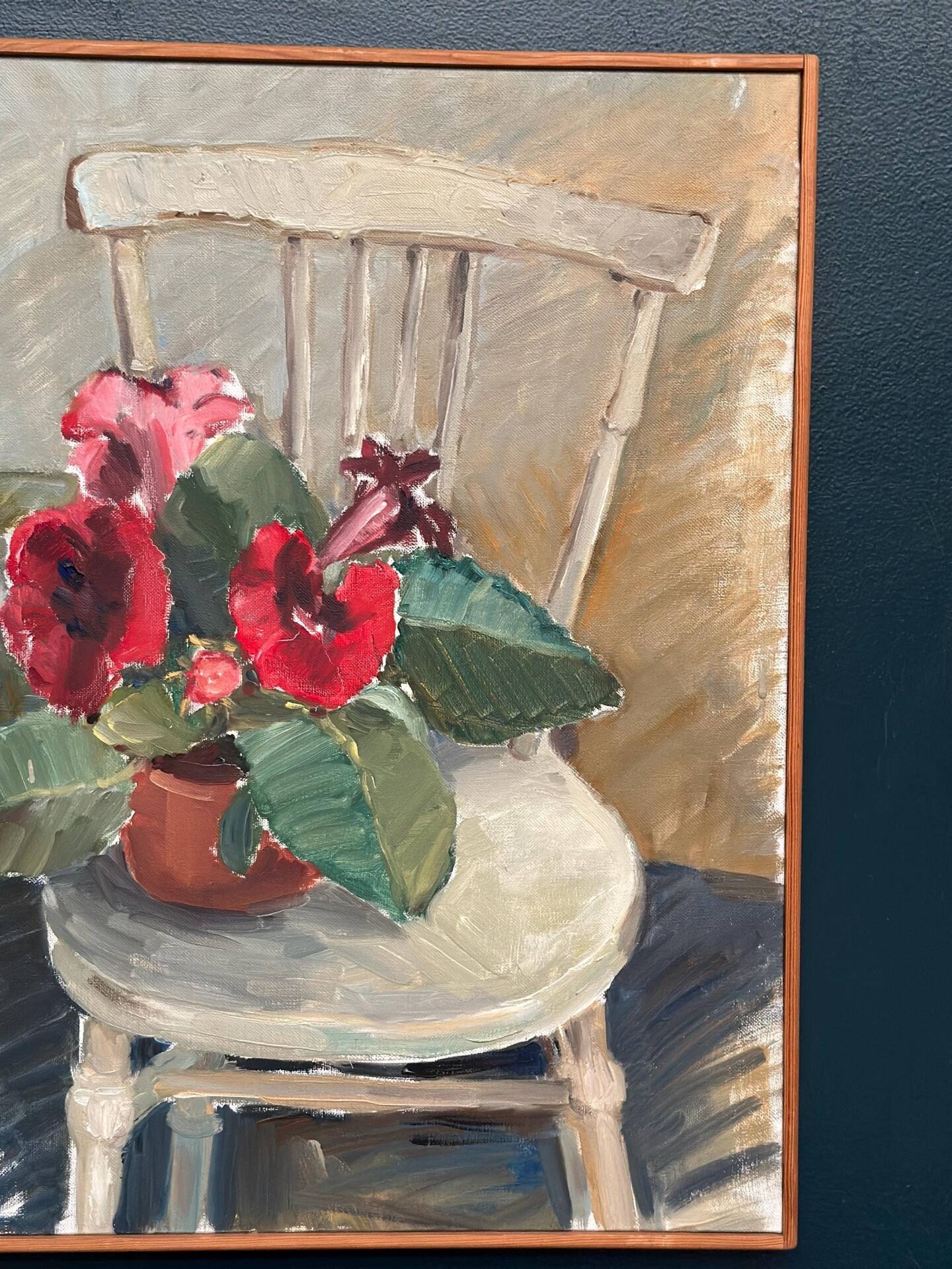 Huile sur toile originale suédoise – “Gloxinée” par Aina Engström