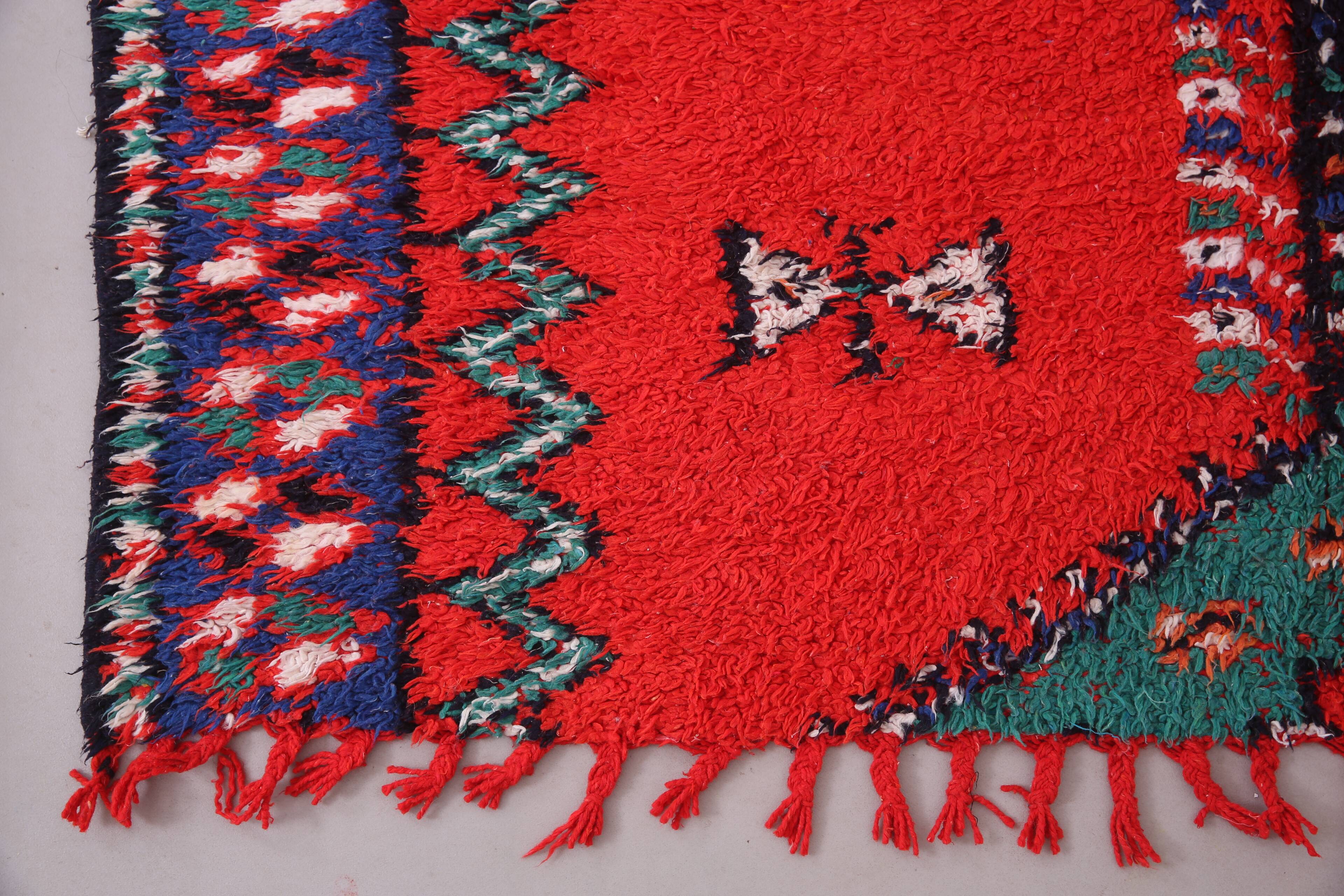 Red Vintage Moroccan Rug 167 x 190 cm - Berber Wool Rug - Handmade Rug Boho