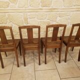Lot of 4 old wooden wooden chairs made of art deco