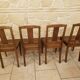 Lot de 4 anciennes chaises cannées en bois art déco