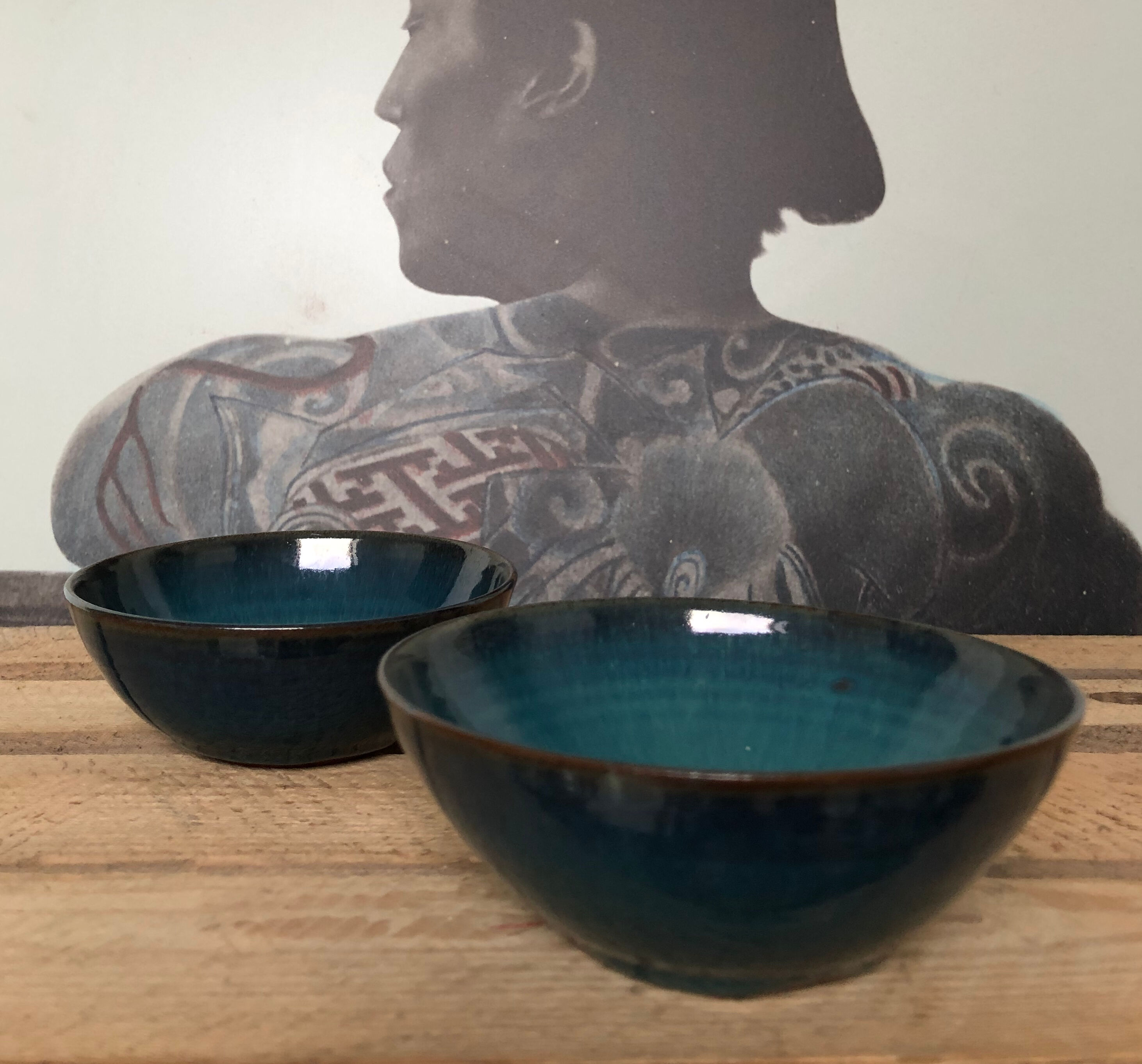 Duo aperitif cups Emmanuelle-blue sandstone