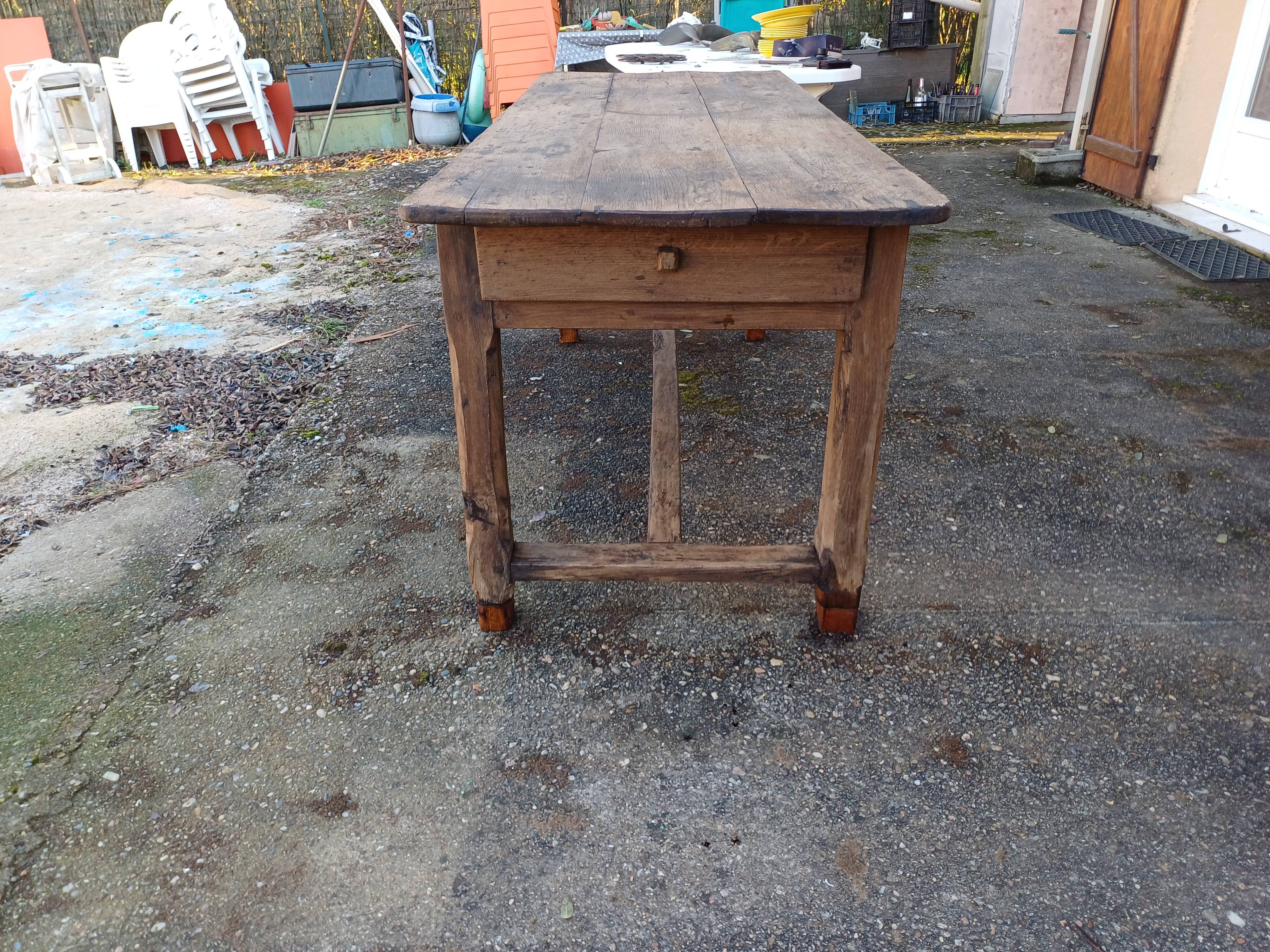 19th century country farm table in oak
