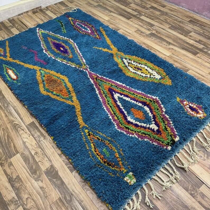 Teal blue Moroccan rug 150/250cm